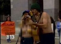 Laramie Crocker and Wendi Olson at Breasts Not Bombs rally